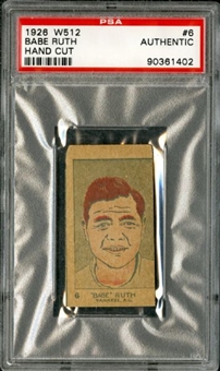 1926 W512 #6 Babe Ruth, Hand Cut - PSA Authentic